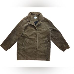 Bill Blass Olive Green Corduroy Pea Coat Button Down Jacket